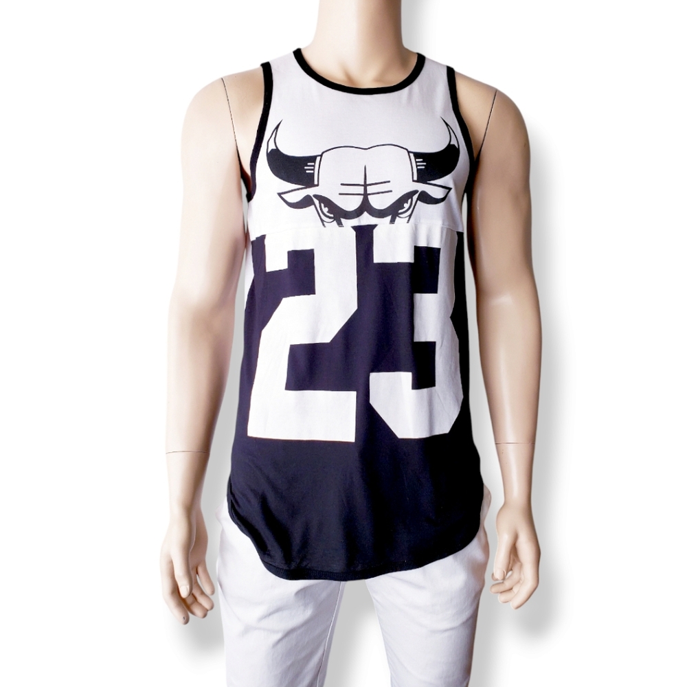 Victorious Black & White Split Bull / #23 Michael Jordan Homage Tank Top